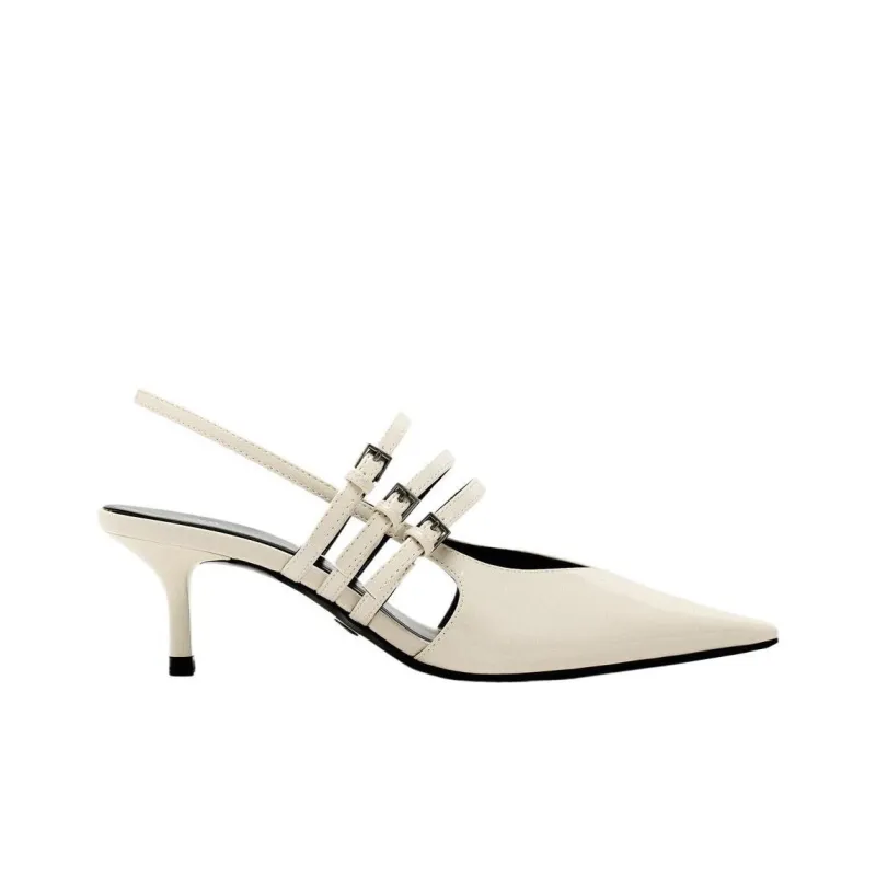 ZARA Slim Heel High Heels Women's Light Beige Yellow-1