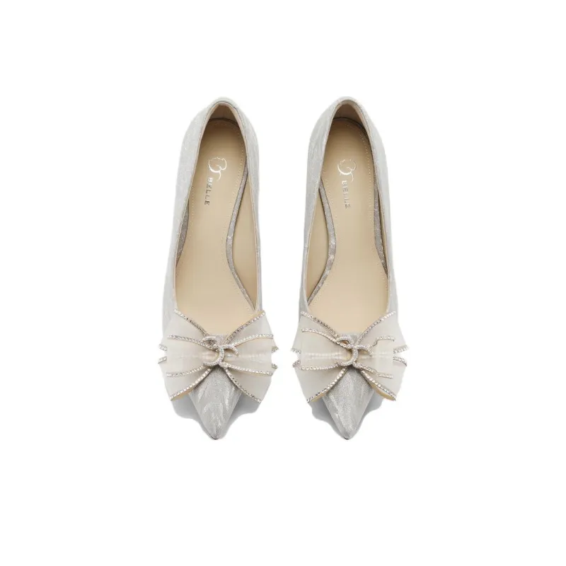 BELLE Slim Heel High Heels 6.5cm Women's Silver-4