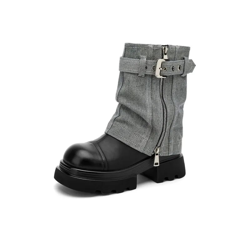 Jin Baichuan Ankle Boots Women's Light Blue-1
