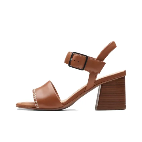 Clarks SIARA 65 Chunky Heel High Heels 6.5cm Women's Tan