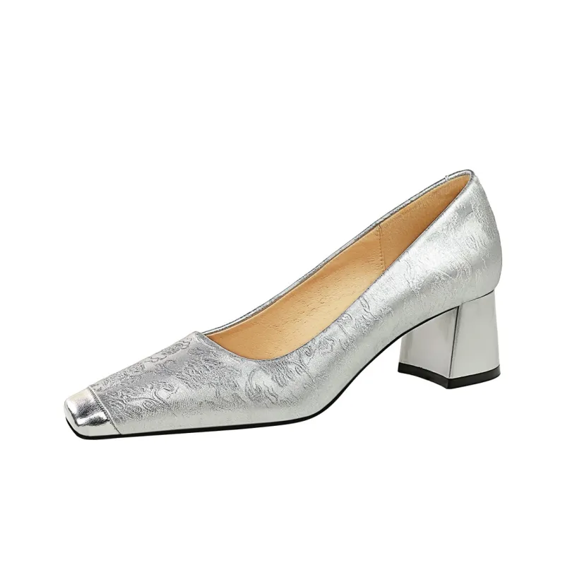 QITUMAUL Chunky Heel High Heels 5cm Women's-4