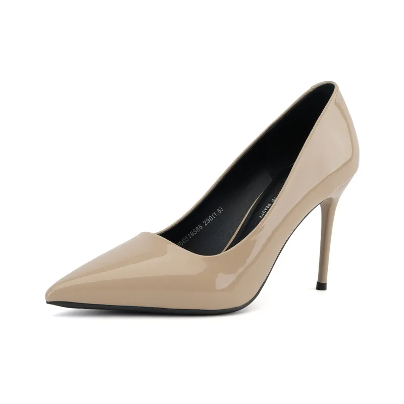 GEMEIQ Slim Heel High Heels 9.5CM Women's Nude-0