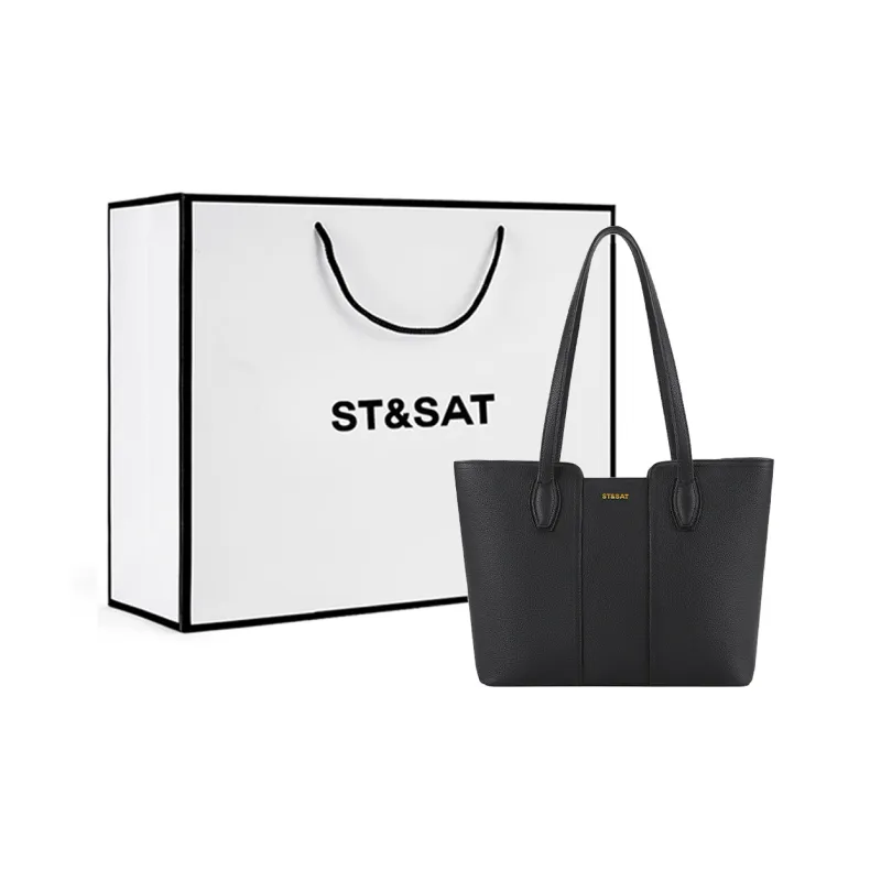 ST&SAT Cow Leather Shoulder Bag Regular Women's Cream Apricot/Ecru Black-16