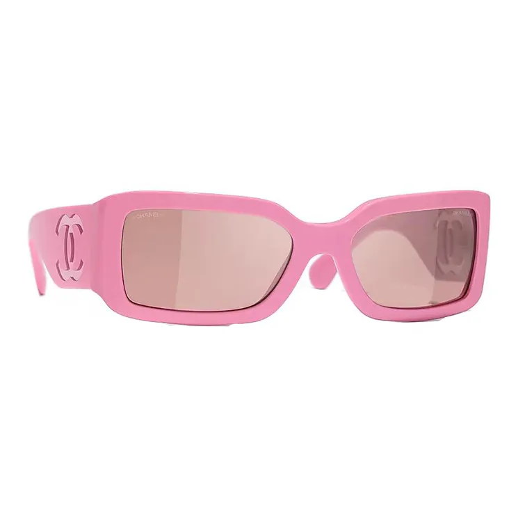 CHANEL Acetate Nylon Square Sunglasses Women's Pink-2