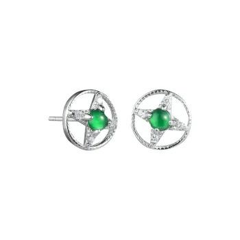 Oriental Jade Ice Glutinous Jadeite Stud Earrings Women's