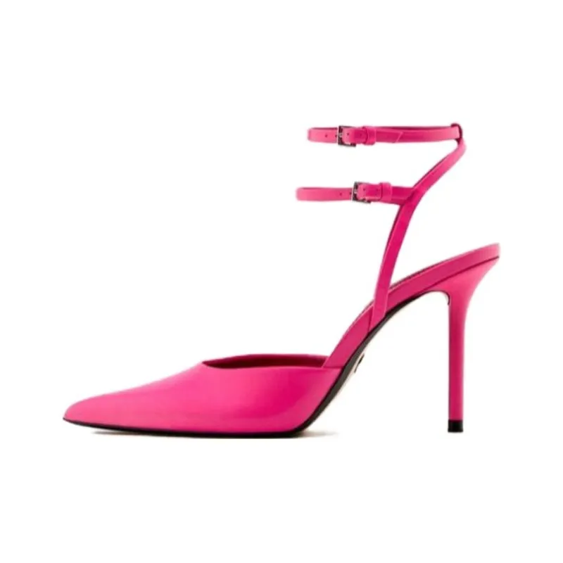 ZARA Slim Heel High Heels 9.5cm Women's Rose Red-0