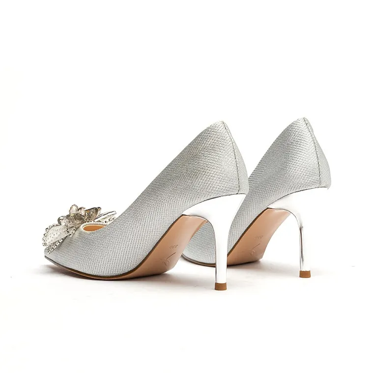 RED DRAGONFLY Slim Heel High Heels 5CM Women's Silver-4