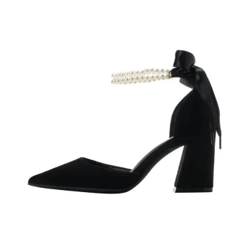 HKCP Chunky Heel High Heels 8cm Women's Black