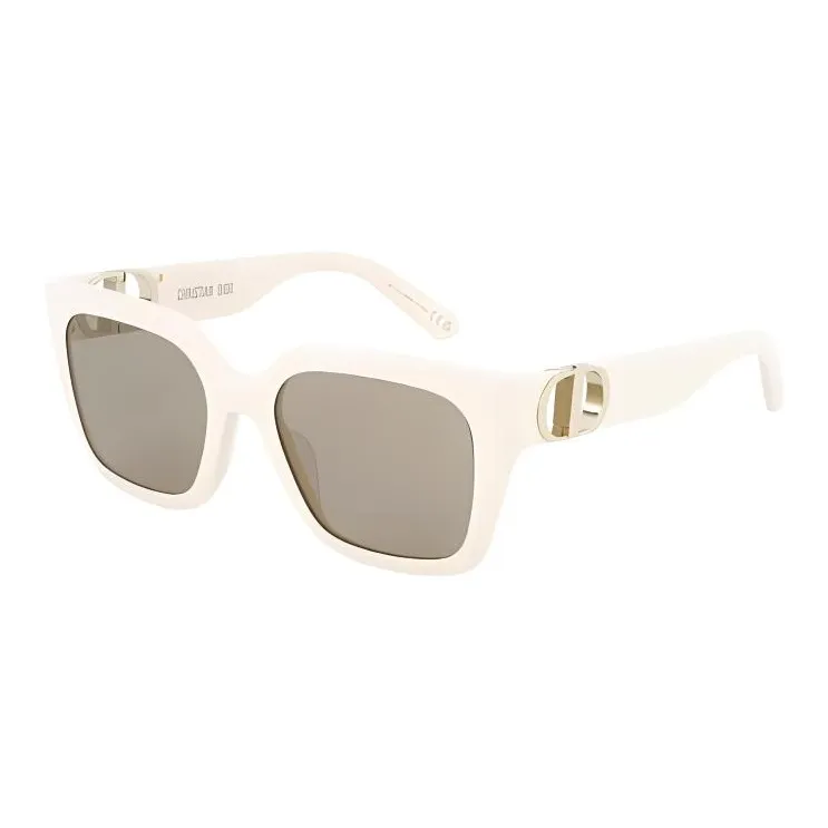 DIOR Plate Frame Metal Acetate Square Sunglasses Unisex Cream-0