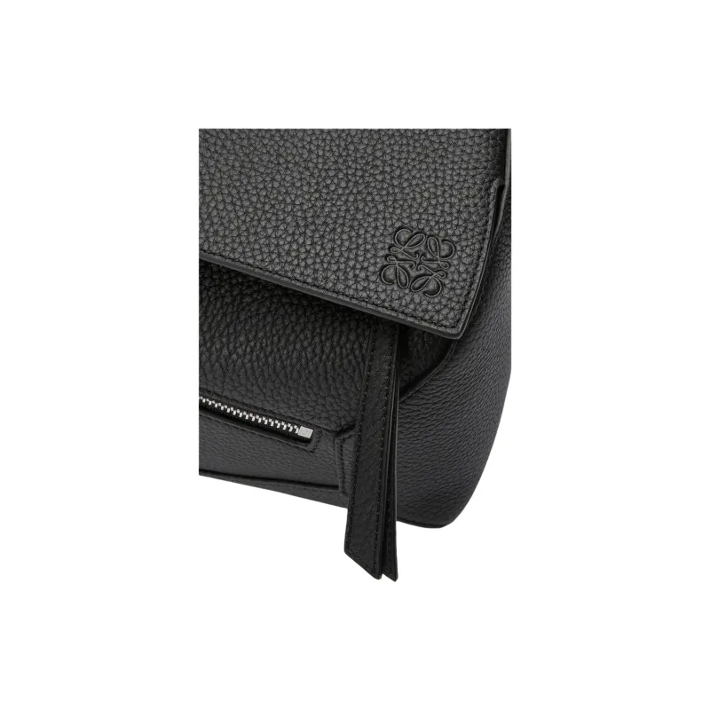 LOEWE Puzzle Grained Calfskin Fanny Pack Small Size Men's Black-5