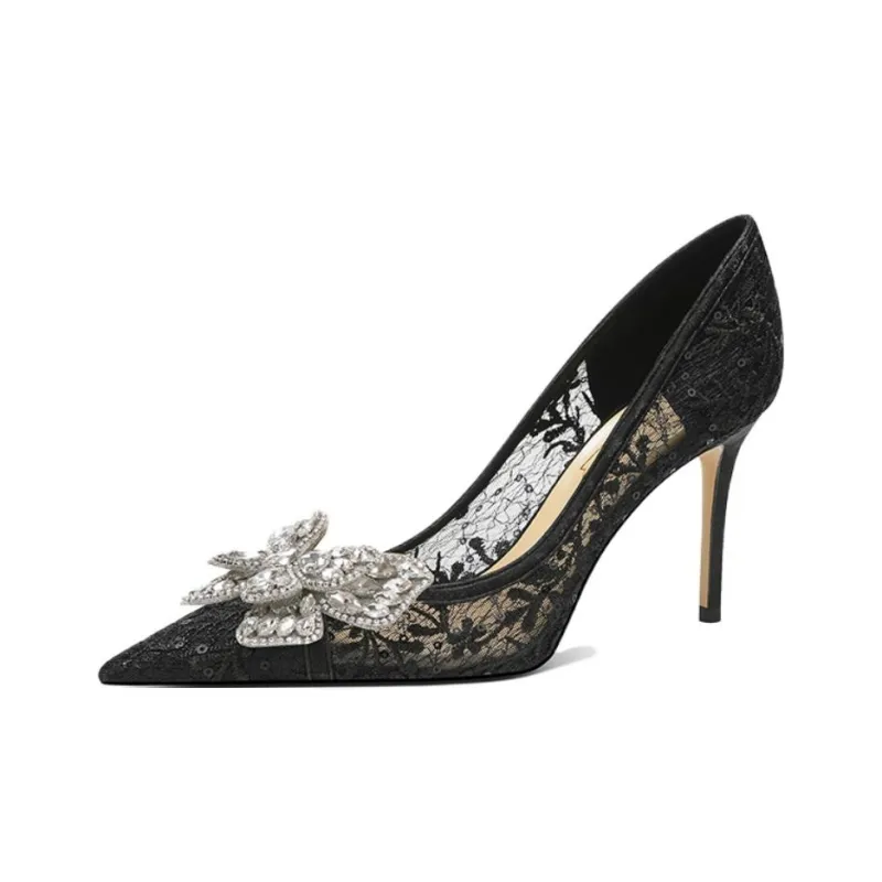 Zubumei Slim Heel High Heels 8CM Women's Black-0