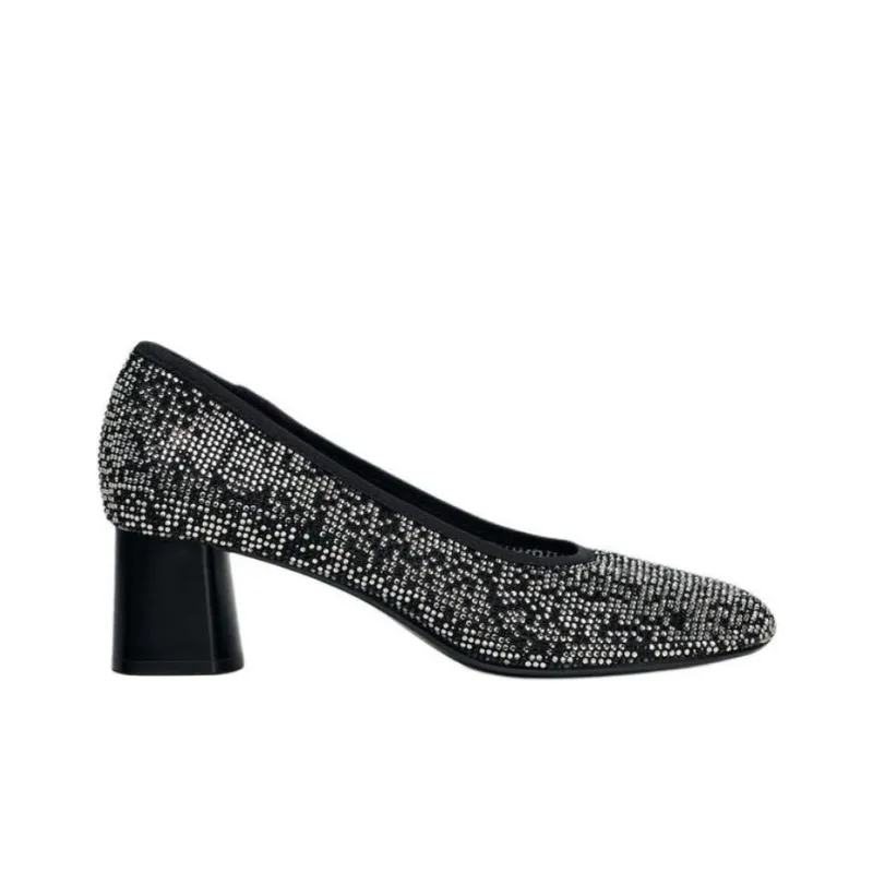 ZARA Chunky Heel High Heels 5m Women's Silver Black-1
