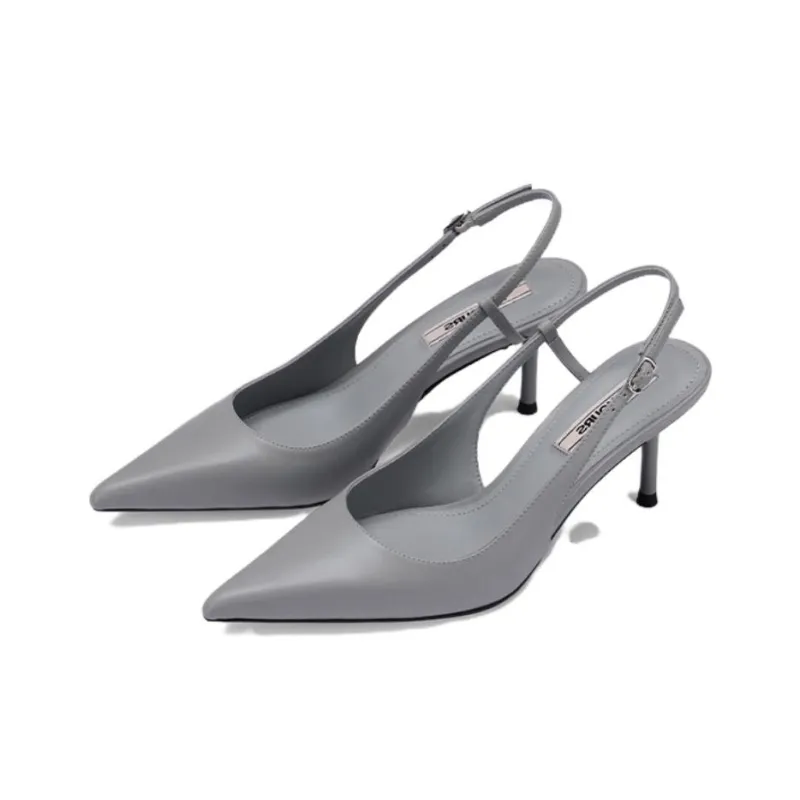 73Hours 45-Degree Elegant Slim Heel High Heels 8cm Women's Black/Gray/Apricot-7
