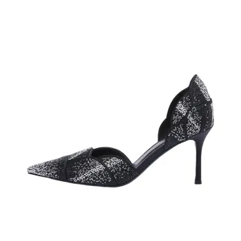 73Hours Rose Girlish Slim Heel High Heels 8cm Women's Black