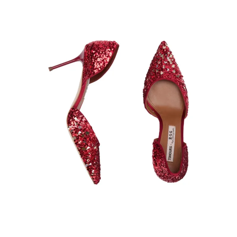 ROSESTUDIOBYGUOPEI x 73Hours Premium Wedding Shoes Collection, A Bouquet Of Colors Slim Heel High Heels Women's Red-4
