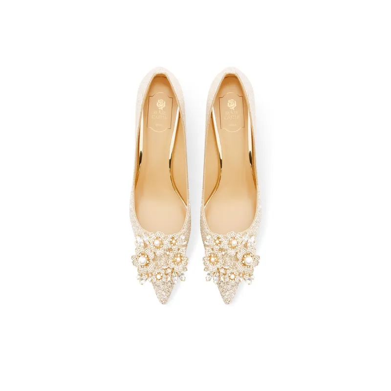 ROSE CASTLE Slim Heel High Heels 8.5cm Women's Gold-2