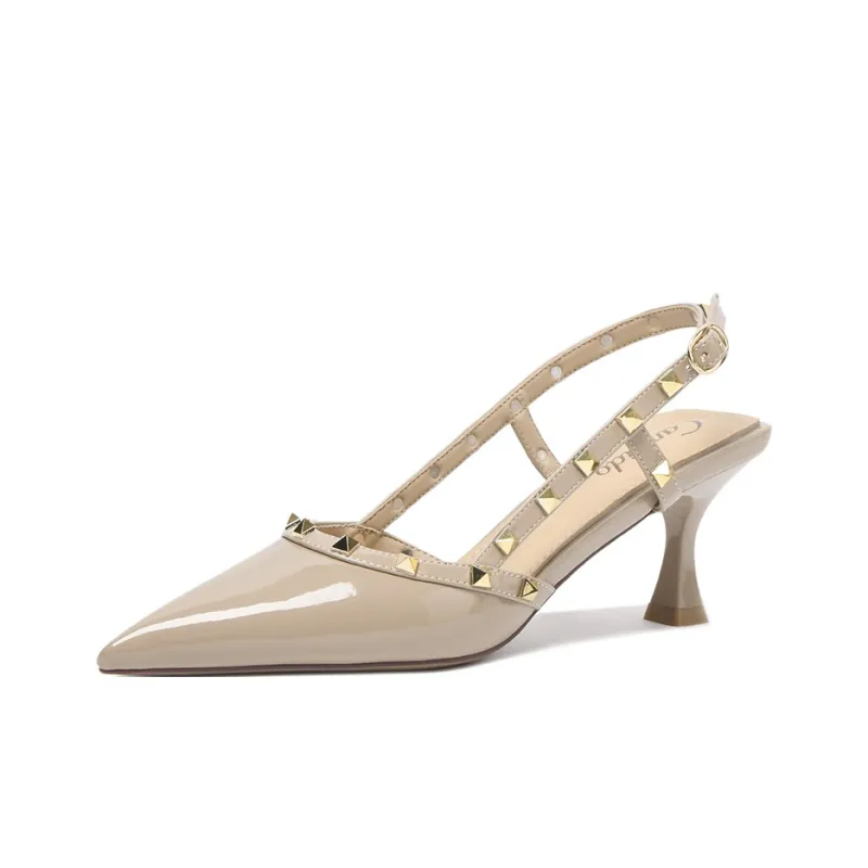 CAMEIDO Slim Heel High Heels 6cm Women's Nude-2