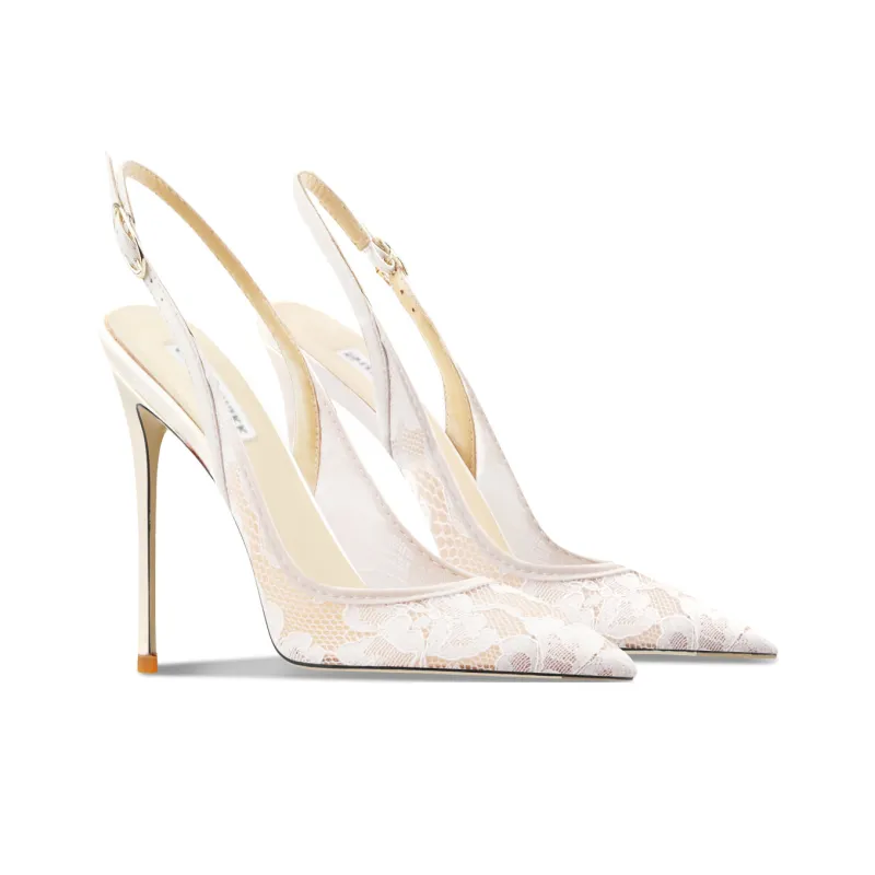 Suyymakk Slim Heel High Heels Women's White-2