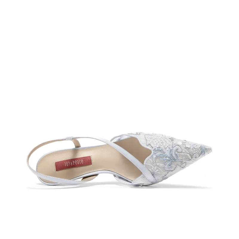 Joypeace Impressionistic Blue Mist Slim Heel High Heels 6cm Women's-8