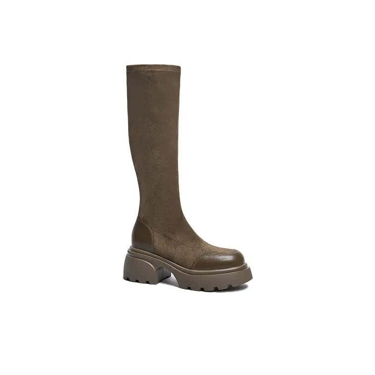 CAMEIDO Knee high Boots Women's Black/Brown-6