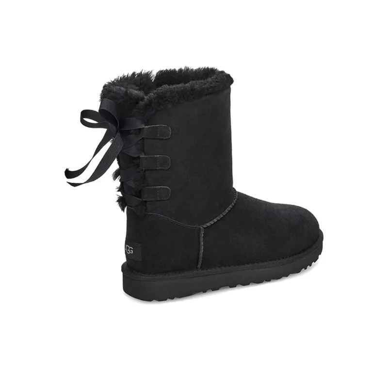 UGG Short Bow Stiefel Fleece Lined Black Women's-3
