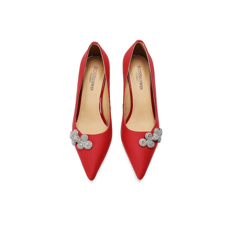 BOSSSUNWEN Slim Heel High Heels 6.5cm Women's Red-3