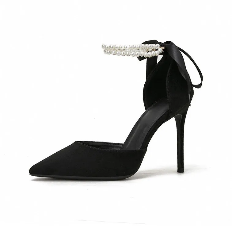 LUNNIFEIYA Slim Heel High Heels 7cm Women's Black-0