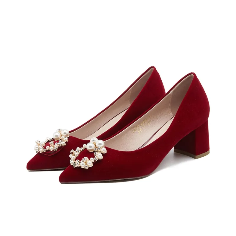 SANTA BARBARA POLO & RACQUET CLUB Chunky Heel High Heels 3cm Women's Red-1