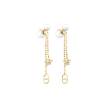 DIOR Metal, Faux Crystal, Resin Earrings Women's