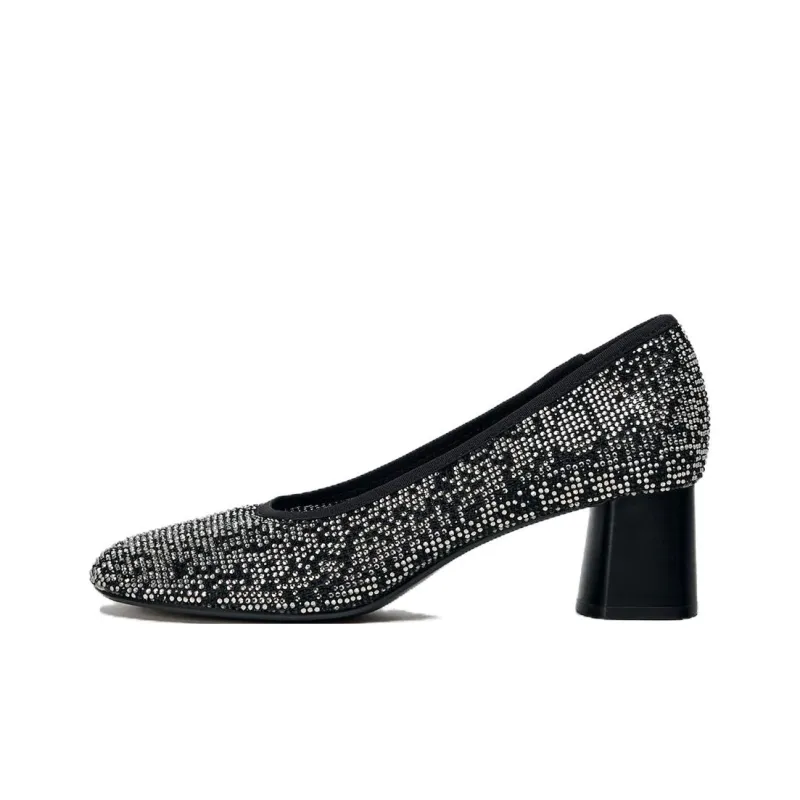 ZARA Chunky Heel High Heels 5cm Women's Silver-0