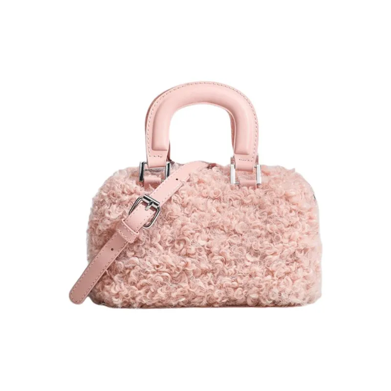 NX DOUGHNUT Plush One Shoulder Handbags Women's Khaki/Pink/Brown-3