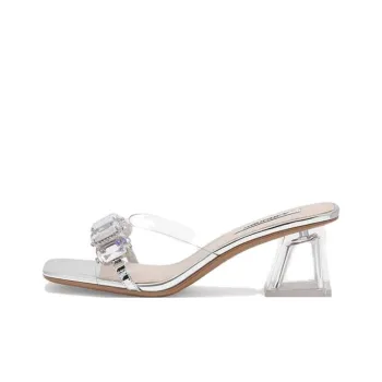 73Hours Summer Time Chunky Heel High Heels 5.5cm Women's Transparent