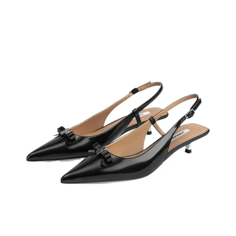 73Hours Ice Jasmine Slim Heel High Heels 3cm Women's Black/Silver-2