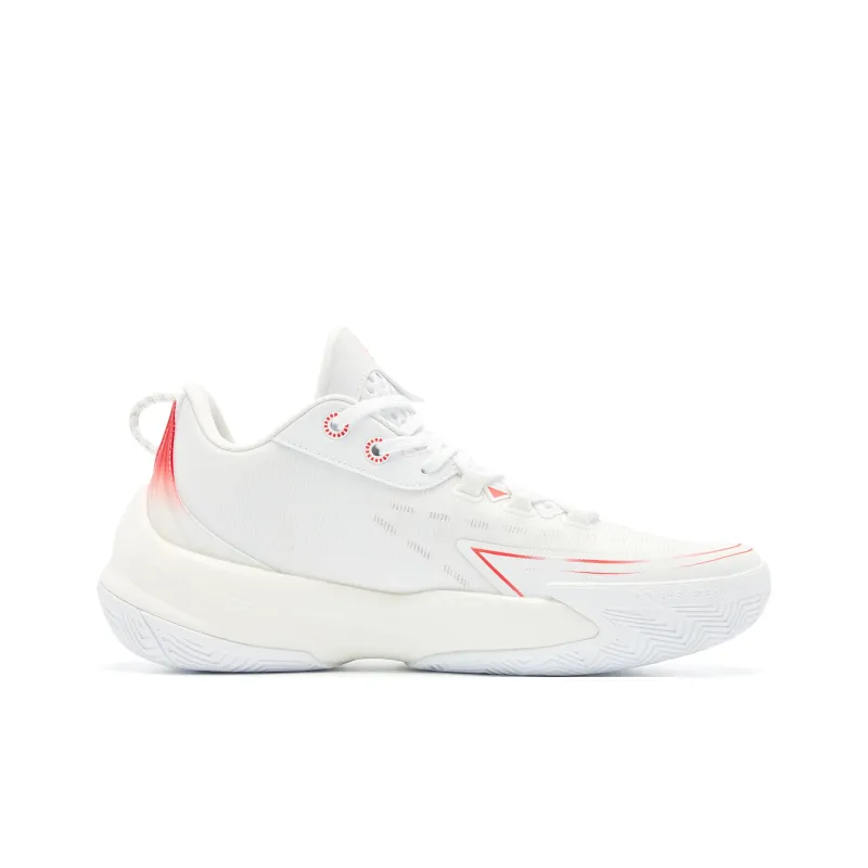 QIAODAN Cushioning Wear-Resistant Low-Top Chai Rebound Technology Basketball Shoes Men's White Red-1
