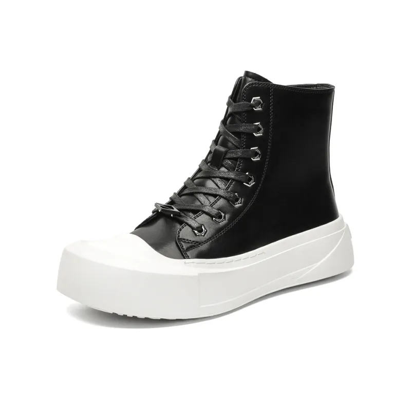 Jerden Smith Slip Resistant Waterproof Abrasion Resistant High Top Skateboard Shoes Unisex Black White-1