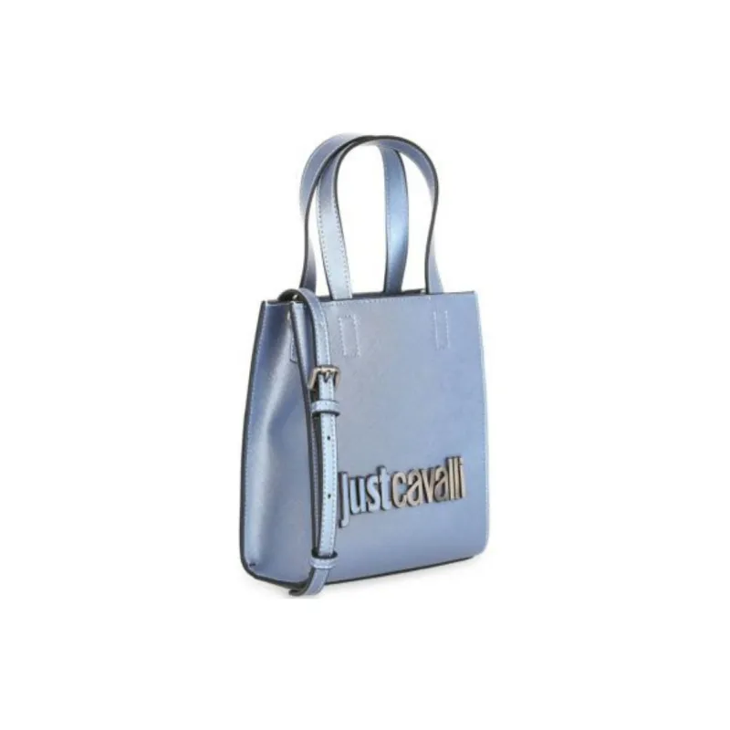 Just Cavalli Polyester Tote Bag Shopping Bag Shoulder Bag Handbag Mini Women's Carved Blue-2