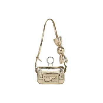 FENDI Baguette Lambskin One Shoulder Handbag Extra Mini Women's Gold