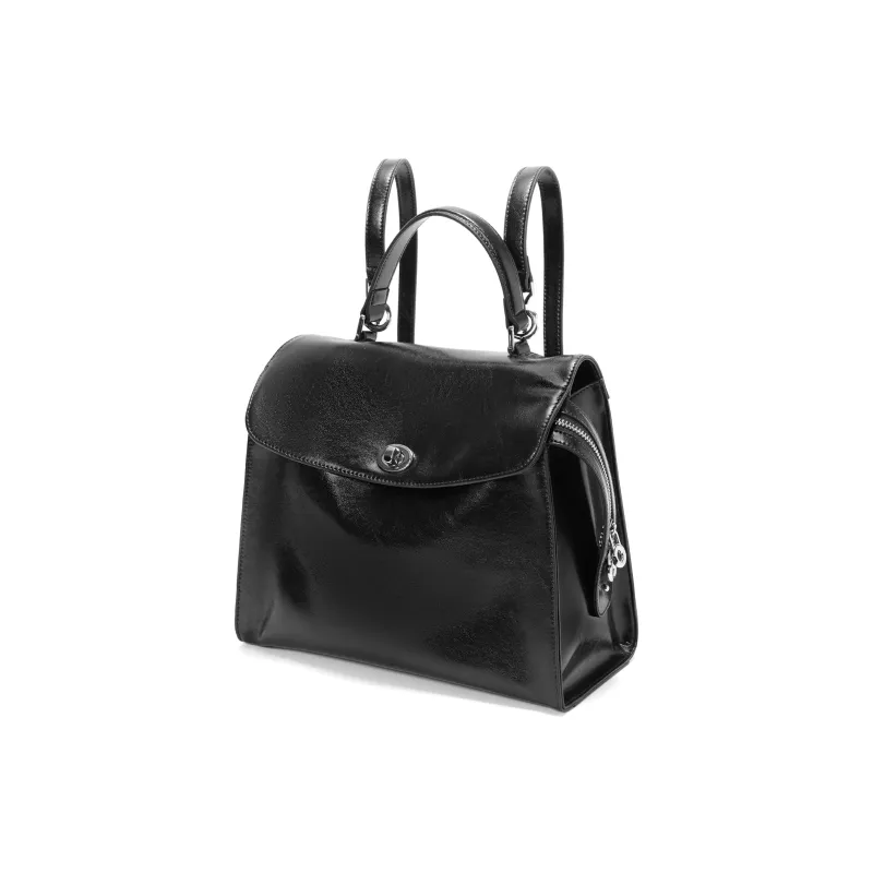 BELLE Synthetic Leather Backpack On The Shoulder Tubas Women's Black/Coffee-2