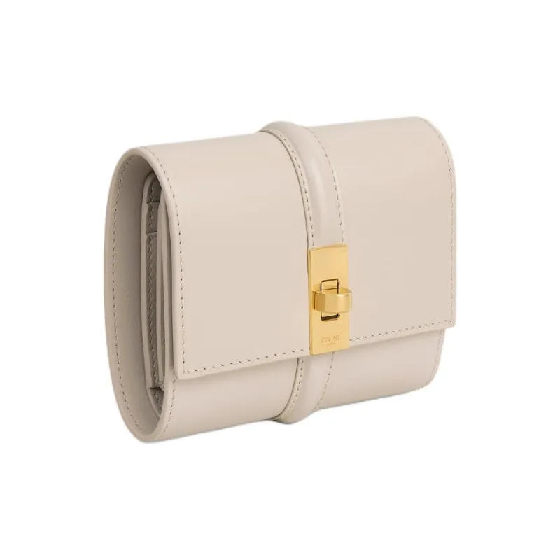 CELINE Calfskin Wallet Small Size Women's Light Beige-1