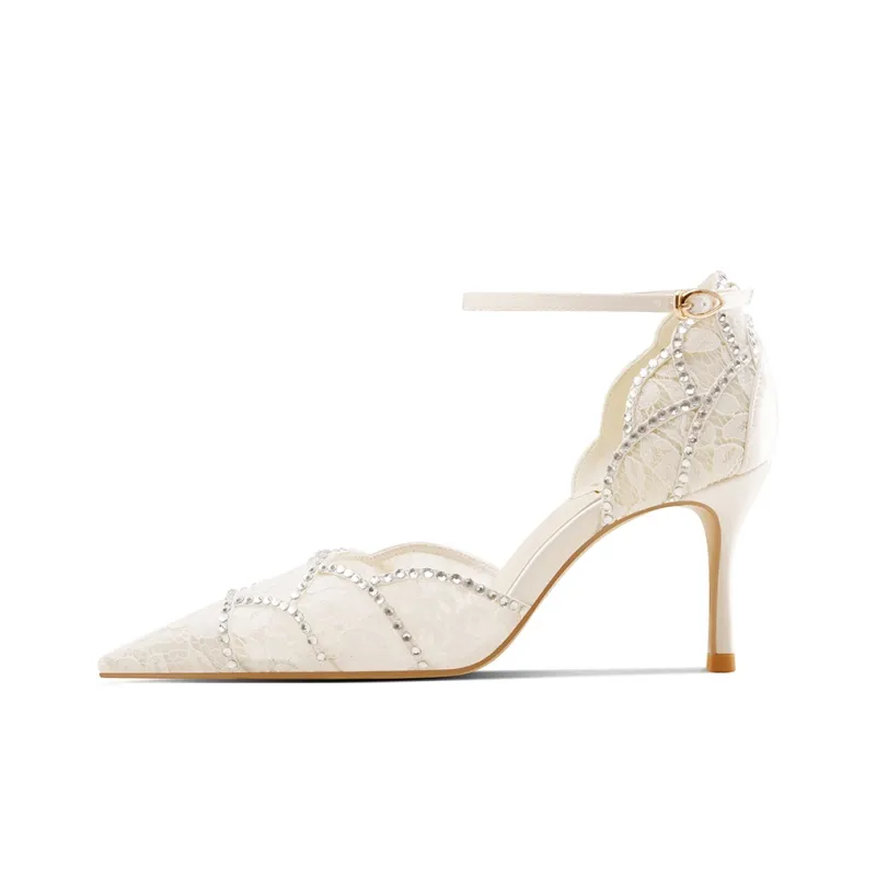 ROSE CASTLE Slim Heel High Heels 7.5CM Women's White-3