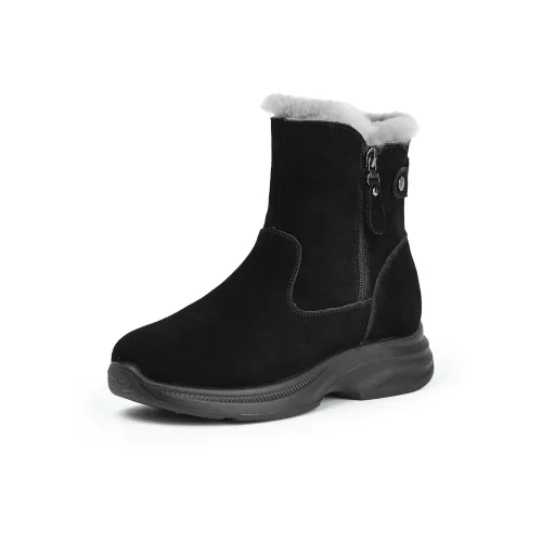 AOKANG Warm Wear Resistant Slip Resistant Short Snow Boots Women's Black