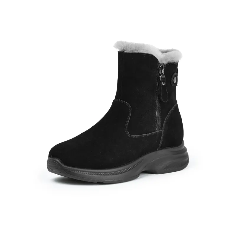 AOKANG Warm Wear Resistant Slip Resistant Short Snow Boots Women's Black-0