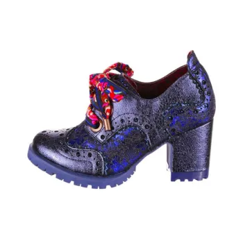 IRREGULAR CHOICE Glitter Grunge Chunky Heel High Heels 8cm Women's Blue