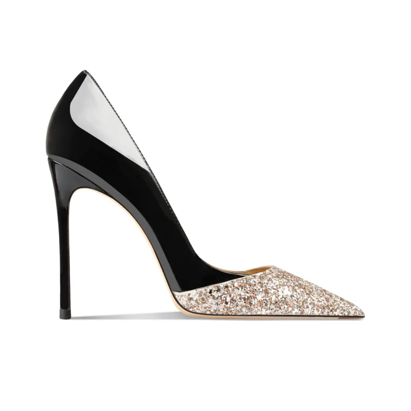 Suyymakk High Heels Women's Patchwork Sequins Gold & Black-1