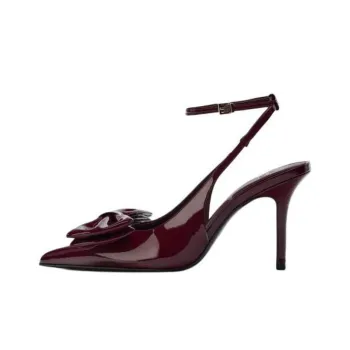 ZARA Slim Heel High Heels 10cm Women's Burgundy