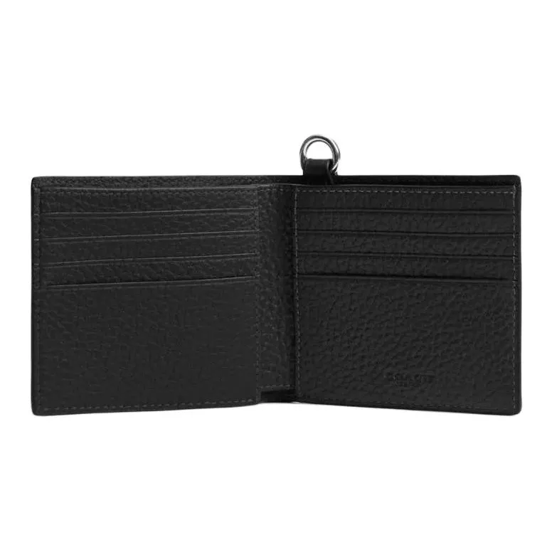COACH Cow Leather Wallet Mini Men's Black-2