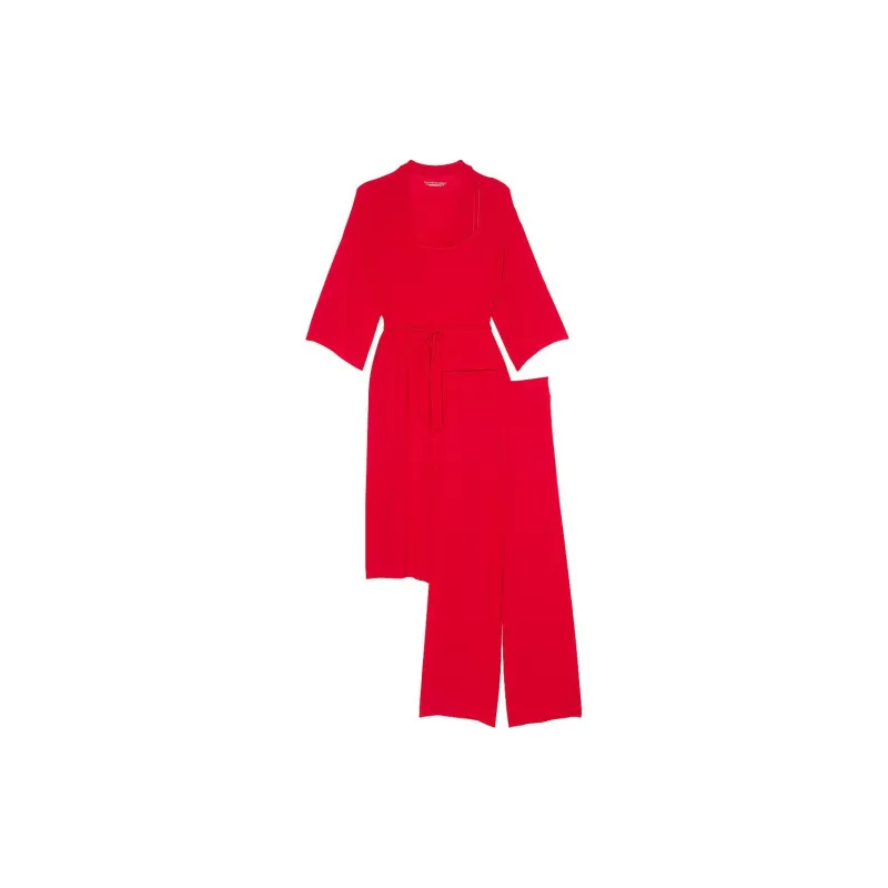 Victoria's Secret Modal Soft 3-Piece Set / Lipstick Pajama Set Women's Red-1