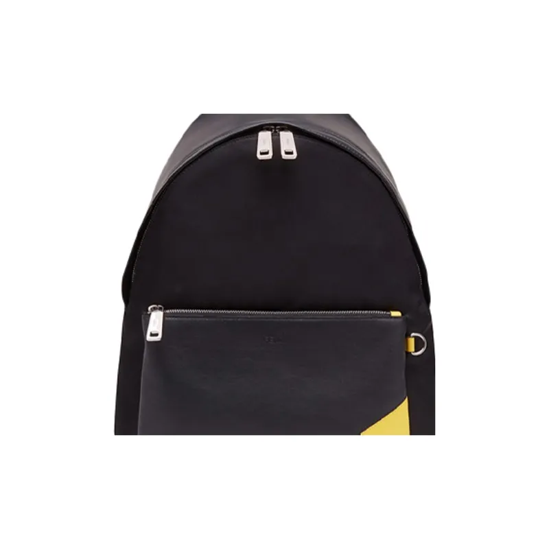 FENDI Nylon With Leather Backpack Men's Black-3