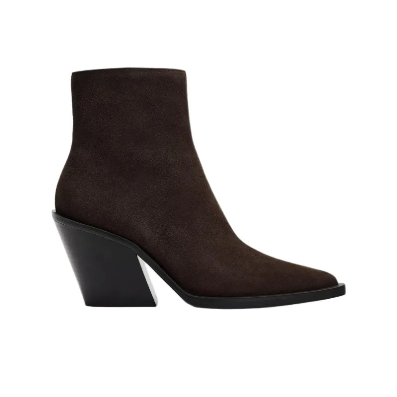 ZARA Ankle Boots 9cm Women's Brown-1
