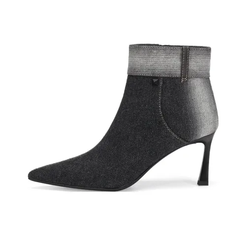 73Hours Eternal Love Denim Blue Ankle Boots 7.5cm Women's